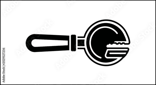 Photos Black and white magnifying glass icon.