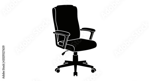 Tableau sur toile Black office chair with armrests wheels.