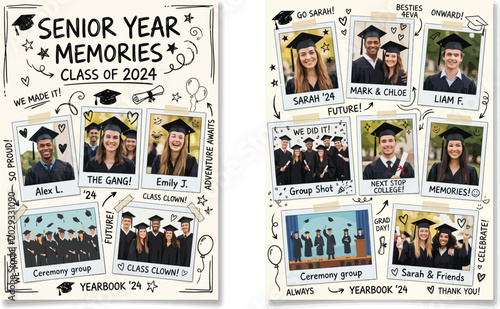 Senior year memories: class of 2024 graduation photo collage with graduation cap photo album high school group photo graduation memories