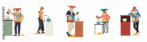 Foto Creative conceptual illustration of people with hourglass figures managing time, symbolizes productivity, deadlines, work-life balance, and the inevitable passage of time