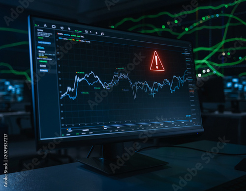 Network Security Threat Monitoring Dashboard with Red Alert Warning