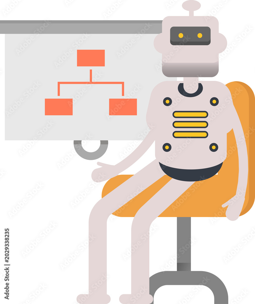 Fototapeta premium Humanoid Robot Character Presenting Organization Chart 