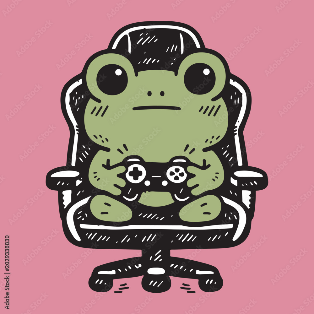 Obraz premium Frog sitting in office chair.