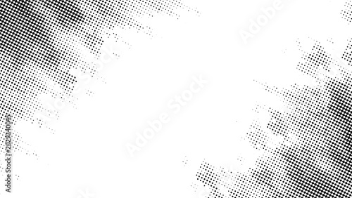Faded halftone dot texture grunge border as PNG asset