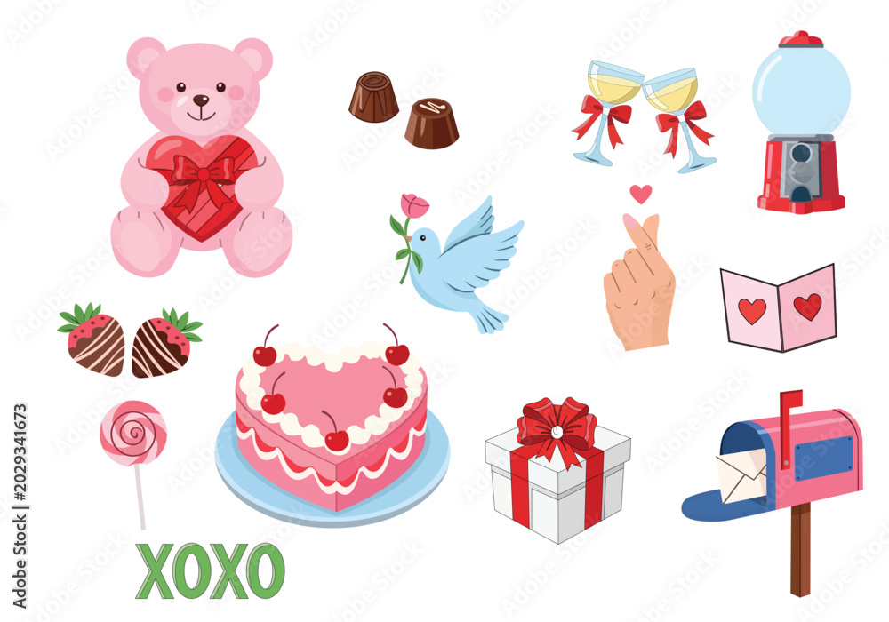 Obraz premium Valentines day romantic elements and icons set