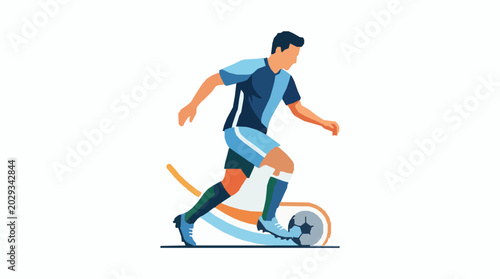 Billede på lærred Modern football player vector illustration with dribbling action and sports moti