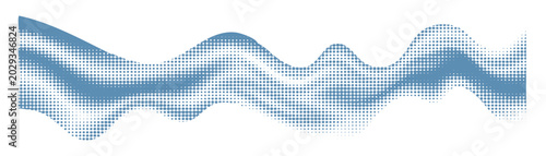 Canvastavla Blue halftone dot wave with layered grunge texture — abstract wavy sea silhouett