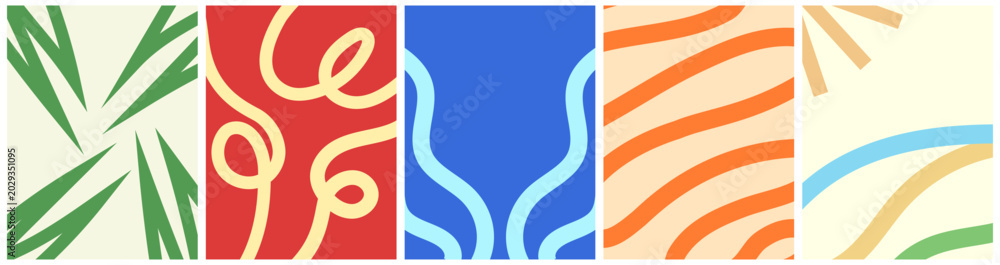 Obraz premium Abstract Summer Poster Backgrounds set in Vibrant Colors with Modern art wavy shapes and lines
