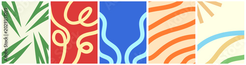 Fotografía Abstract Summer Backgrounds Bundle in Vibrant Colors, Squiggly Line Matisse Styl