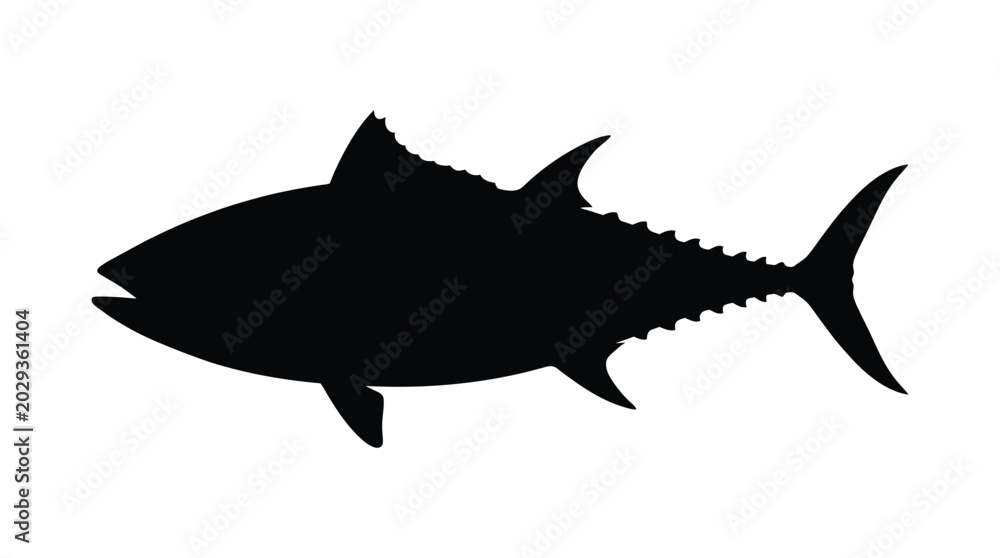 Obraz premium Tuna Fish Silhouette On White Background ocean