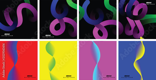 Tableau sur toile Vibrant colorful shapes swirl together in a mesmerizing abstract art display on a dark background with various colored gradients