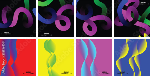 Tableau sur toile Vibrant colorful abstract shapes swirl in a mesmerizing pattern on a black backg
