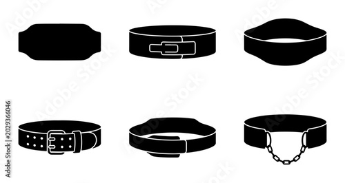 Bild auf Leinwand Weightlifting Belts Vector Icons, Fitness Gear Collection, Gym Equipment Silhoue