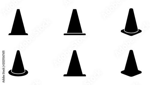 Foto Traffic Cones Vector Icons, Safety Warning Symbols, Construction Alert Markers,