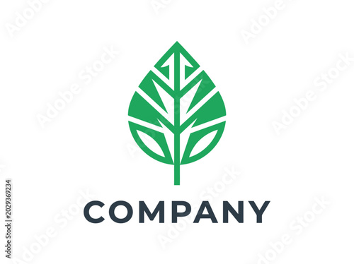 Quadro su tela Green Growth Arrow with COM Text Logo Design Vector Illustration