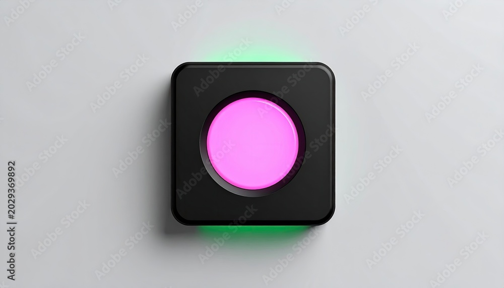 Fototapeta premium Square button with pink circle and green light