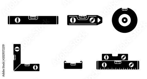 Photos Spirit Level Tools Set, Measuring Instruments, Construction & DIY Equipment Icon