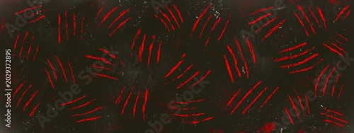 red scratch streaks and claw marks with rough grunge texture on black background