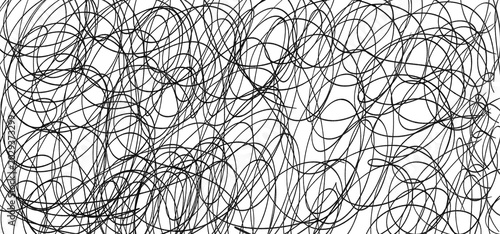 Tableau sur toile Chaotic hand-drawn black scribble background for design and illustration