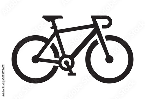 Minimal bicycle silhouette icon. Bicycle isolated on white background.