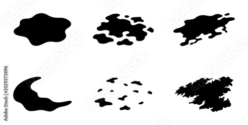 Abstract Organic Shapes, Black Ink Splatters, Irregular Blobs, Organic Forms, Vector Textures