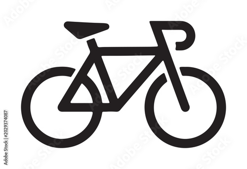 Minimal bicycle silhouette icon. Bicycle isolated on white background.