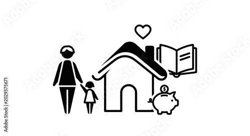 Fotografía Family and home with savings concept.