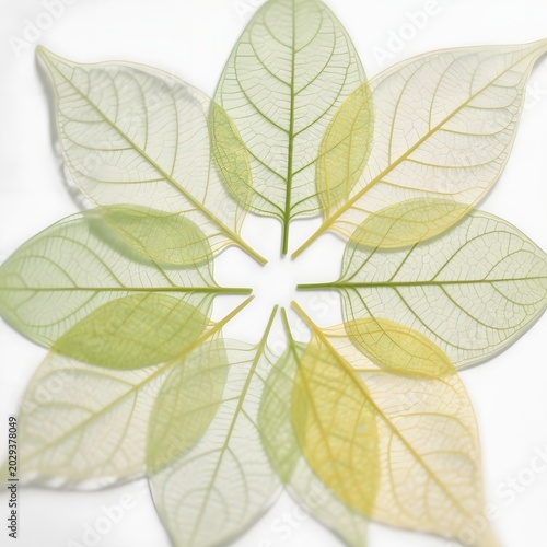 4k high quality Ai generative HD photo realistic background wallpaper texture seamless pattern symmetrical symmetric green skeleton skeletal leaf leaves photosynthesis isolated white structure perfect