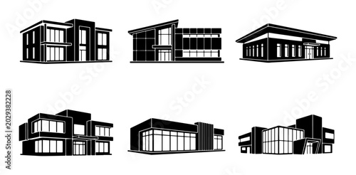 Bild auf Leinwand Modern Architecture Icons, Contemporary Building Designs, Sleek Facades, Commerc