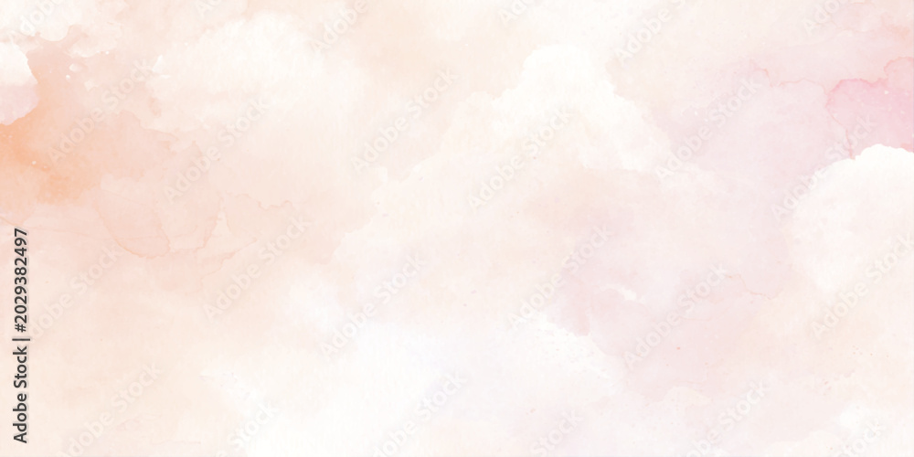 Fototapeta premium Soft peach watercolor background with white clouds and subtle orange hues for design and artistic projects