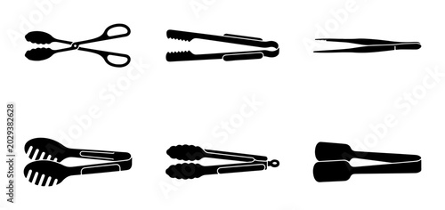 Fotografija Kitchen Tongs Set, Serving Utensils, Barbecue Tools, Food Grasping Implements, V