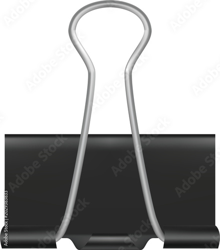 Binder Clip Up Close: A classic black binder clip stands ready to organize documents, its metallic levers contrasting with the smooth, matte finish of its jaws.