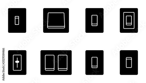 Fotografie Light Switch Icons, Electrical Toggle and Rocker Controls, Modern Home Automatio