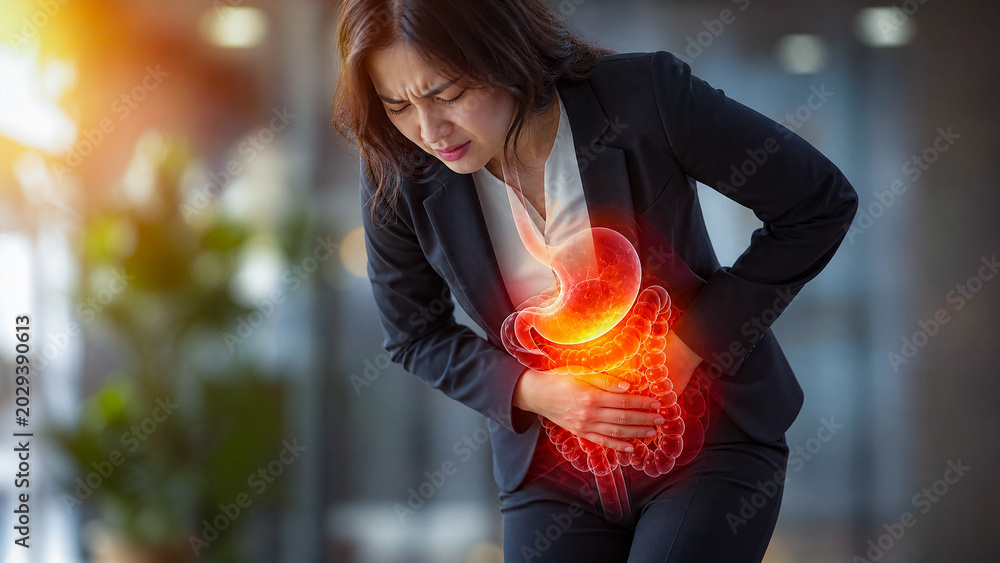 Fototapeta premium A business woman in appearing to be in pain
