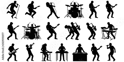 Fotografía Full Music Band Silhouettes Set 6
