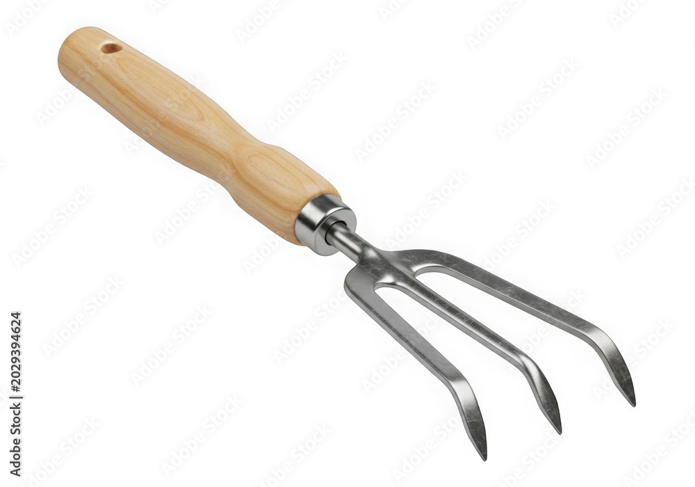 Obraz premium Handheld garden weeder tool with wooden handle isolated on transparent background
