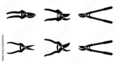 Photos Gardening Shears Vector Icons, Pruning Tools Set, Garden Clippers Collection, Bl