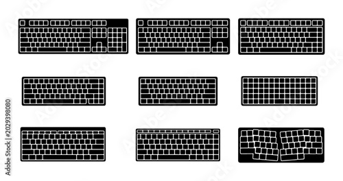 Billede på lærred Modern Keyboard Collection, Digital Input Devices, Computer Peripherals, Technol