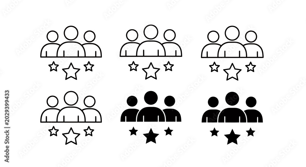 Fototapeta premium Group of People Icons with Star Ratings Representing Unity and Collaboration.