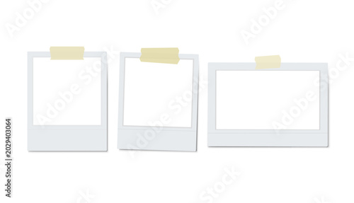 Quadro em tela Set of three horizontal and vertical blank instant photo frames with adhesive ta