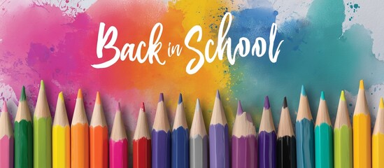 Back to school background with colorful pencil border design