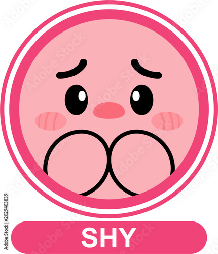 Quadro su tela Shy Emotion Icon – Bashful Face Symbol, Timid Feeling Expression, Colorful Educa
