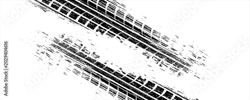 Fotografía Black and blue tire track vector illustration car, motorcycle, and truck tire ma