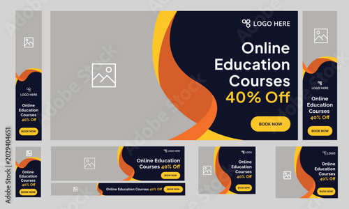 Obraz na płótnie Online Learning Banner Design: A clean, modern banner design showcases Online Learning For Everyone with vibrant color accents and clear calls to action