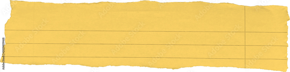 Fototapeta premium Yellow Torn Lined Paper Memo Note