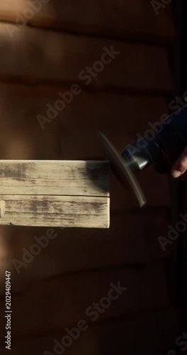 DIY Woodworking: Sanding Wood with a Hand Sander Outdoors | T 1.2 35mm Lens, 4K Vertical Video, 12Bit HQ Video