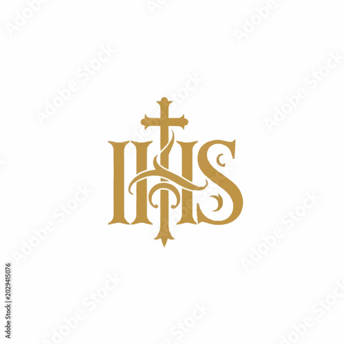 Golden IHS Monogram with Cross Symbol.