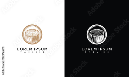 Rustic Wood Log Slice Logo Design