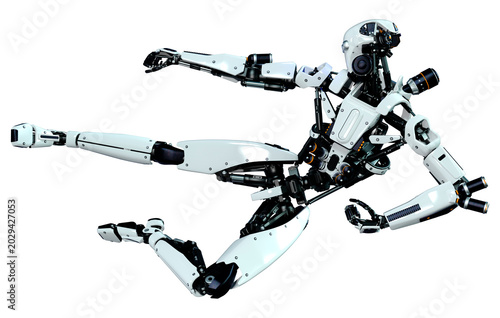 3D Rendering Male Robot on White