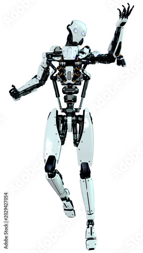 3D Rendering Male Robot on White